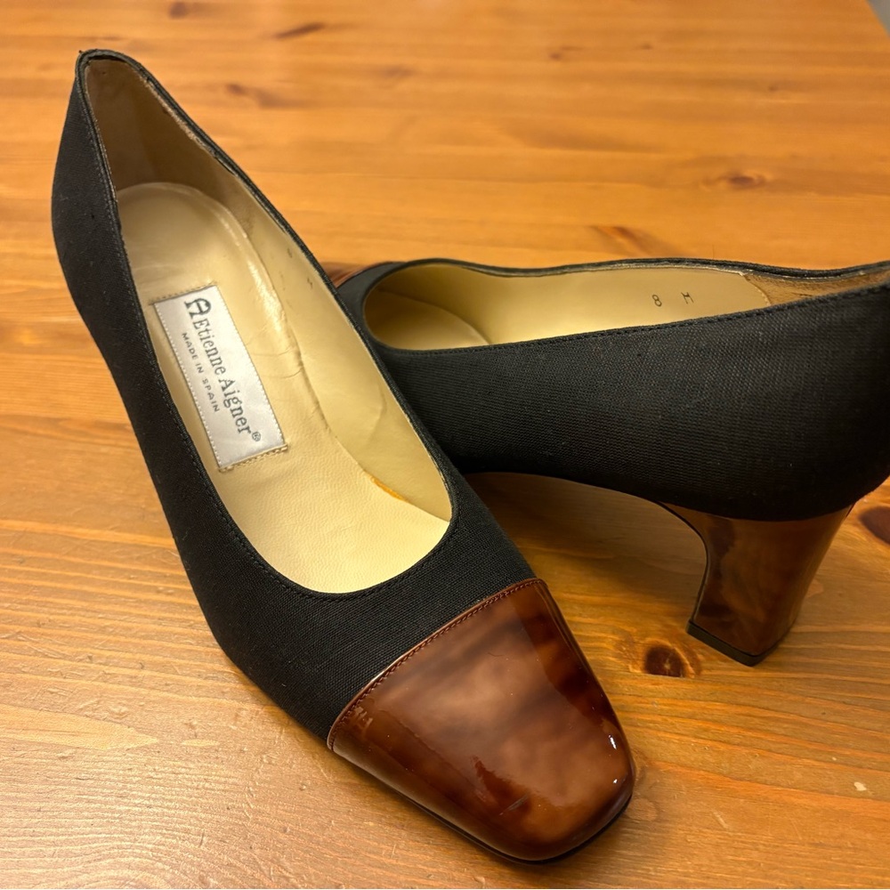 Etienne Aigner Pumps Dress Shoes Size 8M Two Toned Black And Brown Never Worn! - Picture 9 of 9